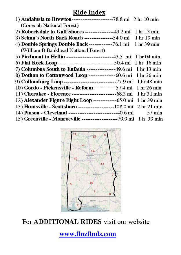 Alabama Scenic Book Ride Index