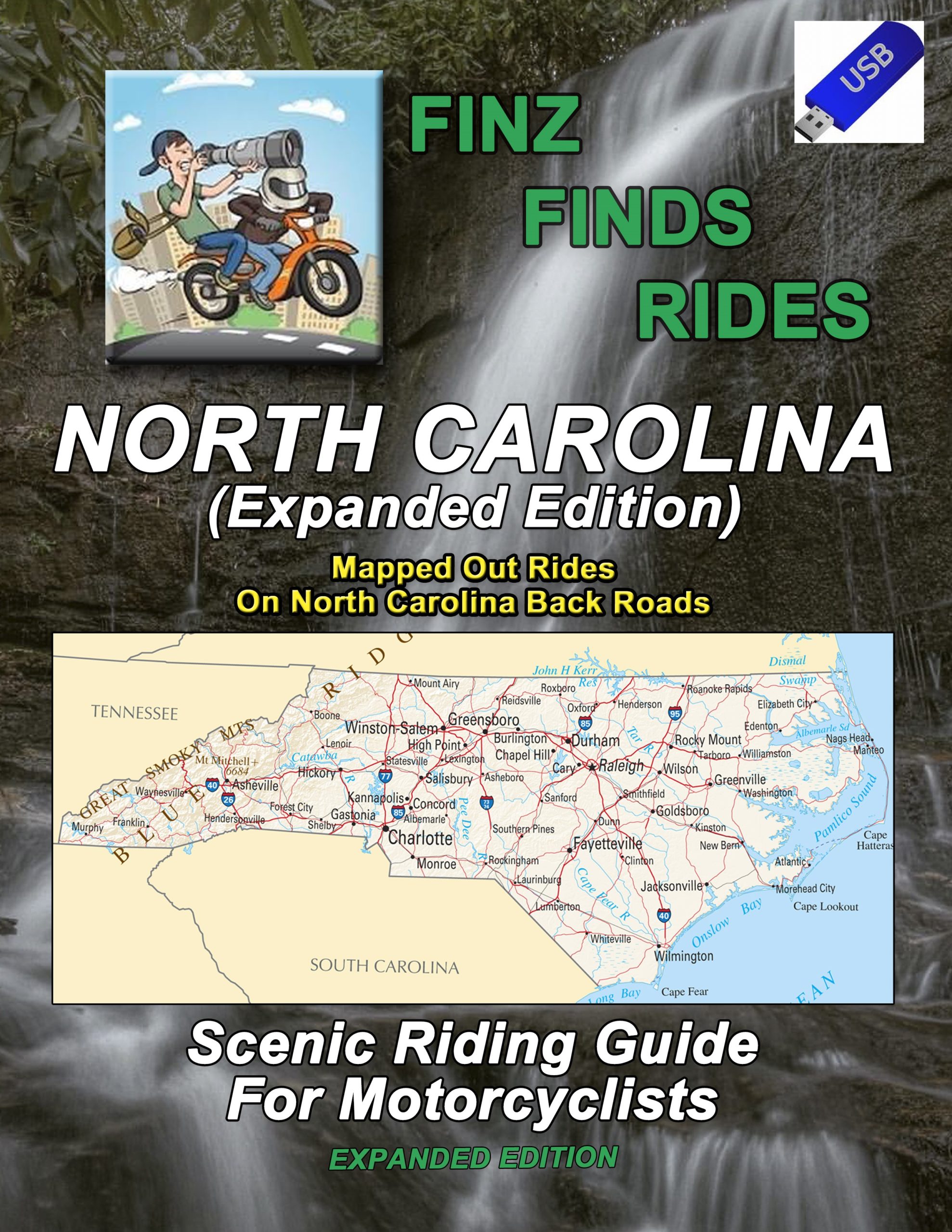DISCOUNTED PACKAGE – Scenic Rides In North Carolina (Expanded Edition) Paperback And GPS – 25 Rides