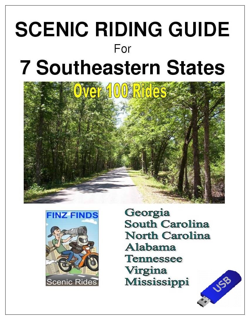 DISCOUNTED PACKAGE – Scenic Riding Guide For 7 Southeastern States Paperback And GPS – 104 Rides